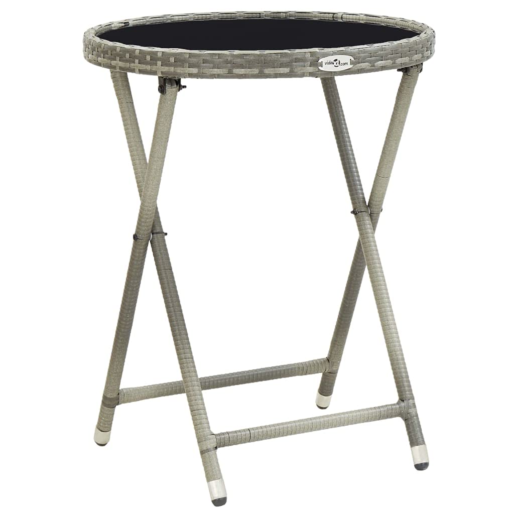 vidaXL Heim & Garten Bistro-Set Grau 3-tlg Rattan Glas wetterfest