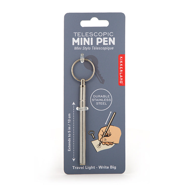 Kikkerland Telescopic Mini Pen Kugelschreiber Edelstahl Schlüsselring