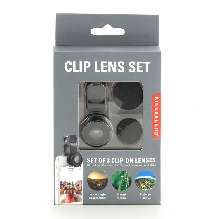 Kikkerland Clip Lens Handy Objektiv Set 3-tlg Makro Weitwinkel