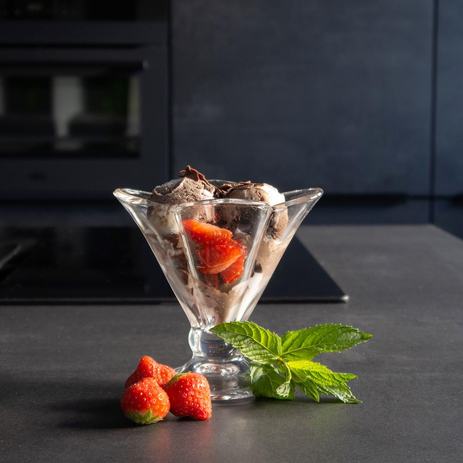 Intirilife Eisschalen Glas 4er Set 150 ml mit Standfuß