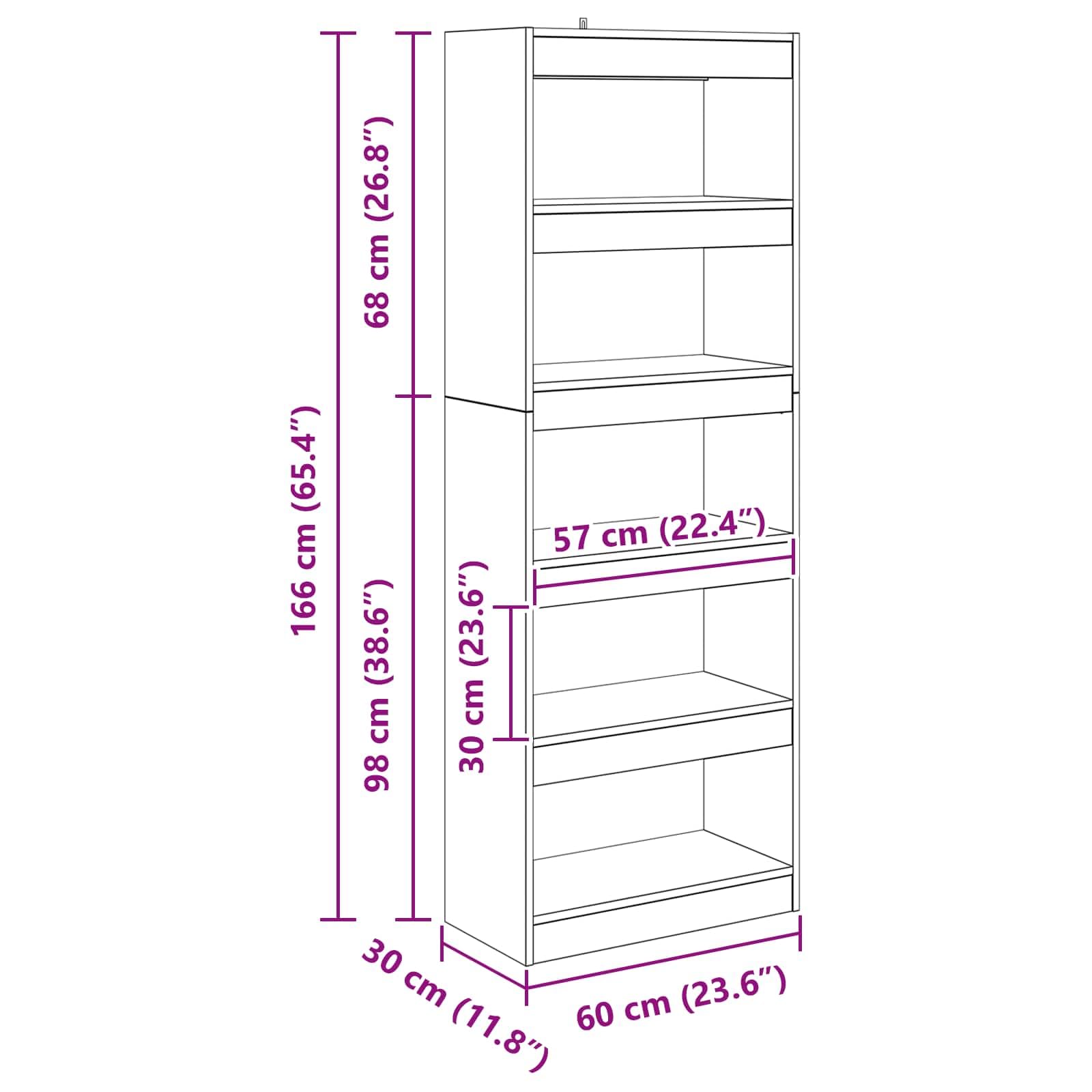 vidaXL Möbel Bücherregal Artisan-Eiche 60x30x166 5 Fächer