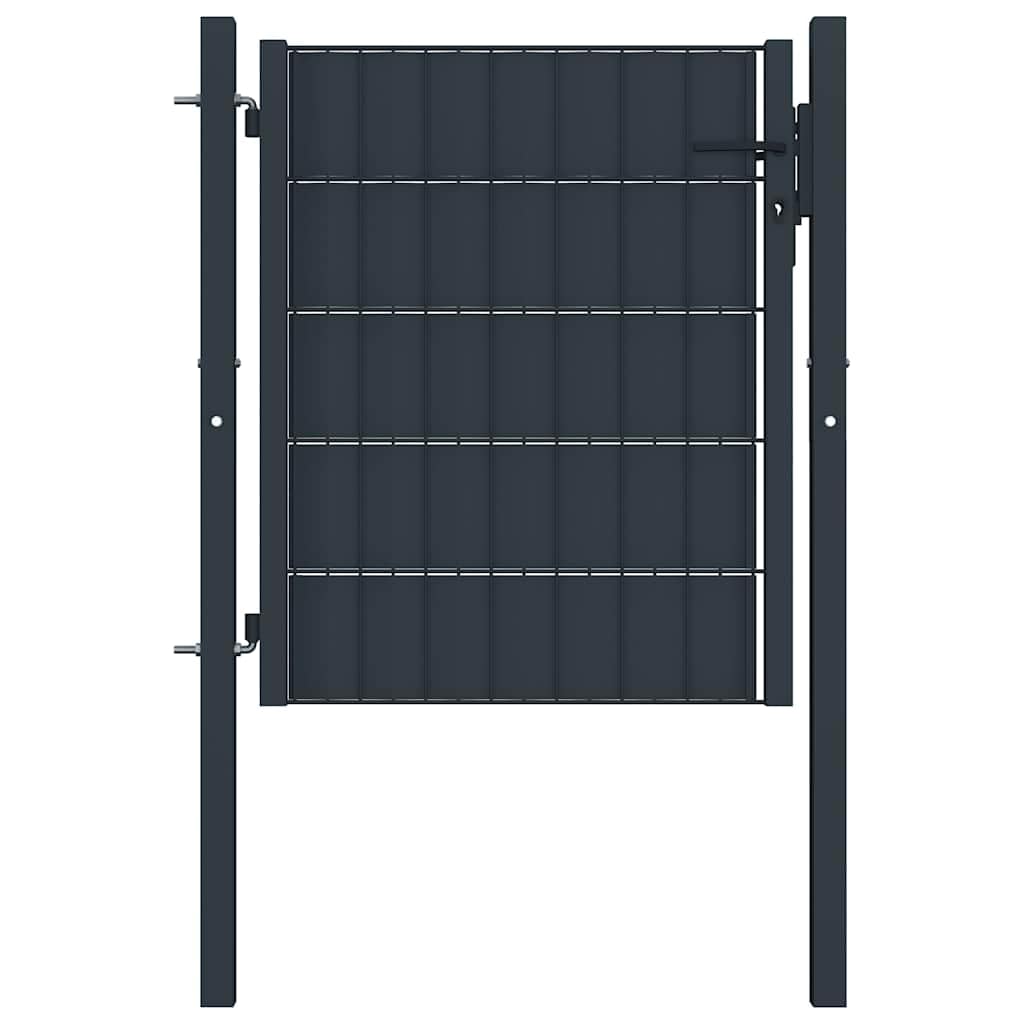 vidaXL Gartentor PVC Stahl 100x124 cm anthrazit