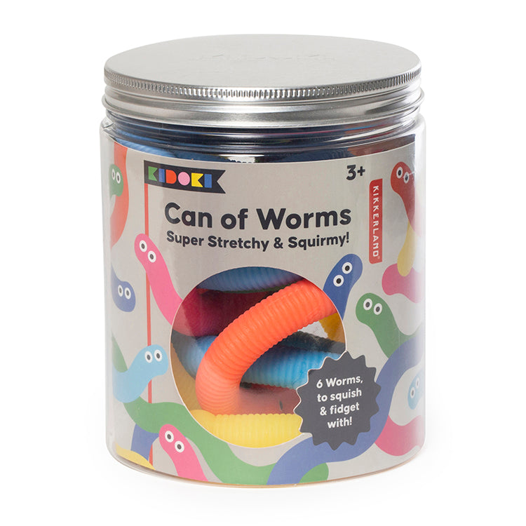 Kikkerland Kidoki Can of Worms Fidgetspielzeug 6er Dose