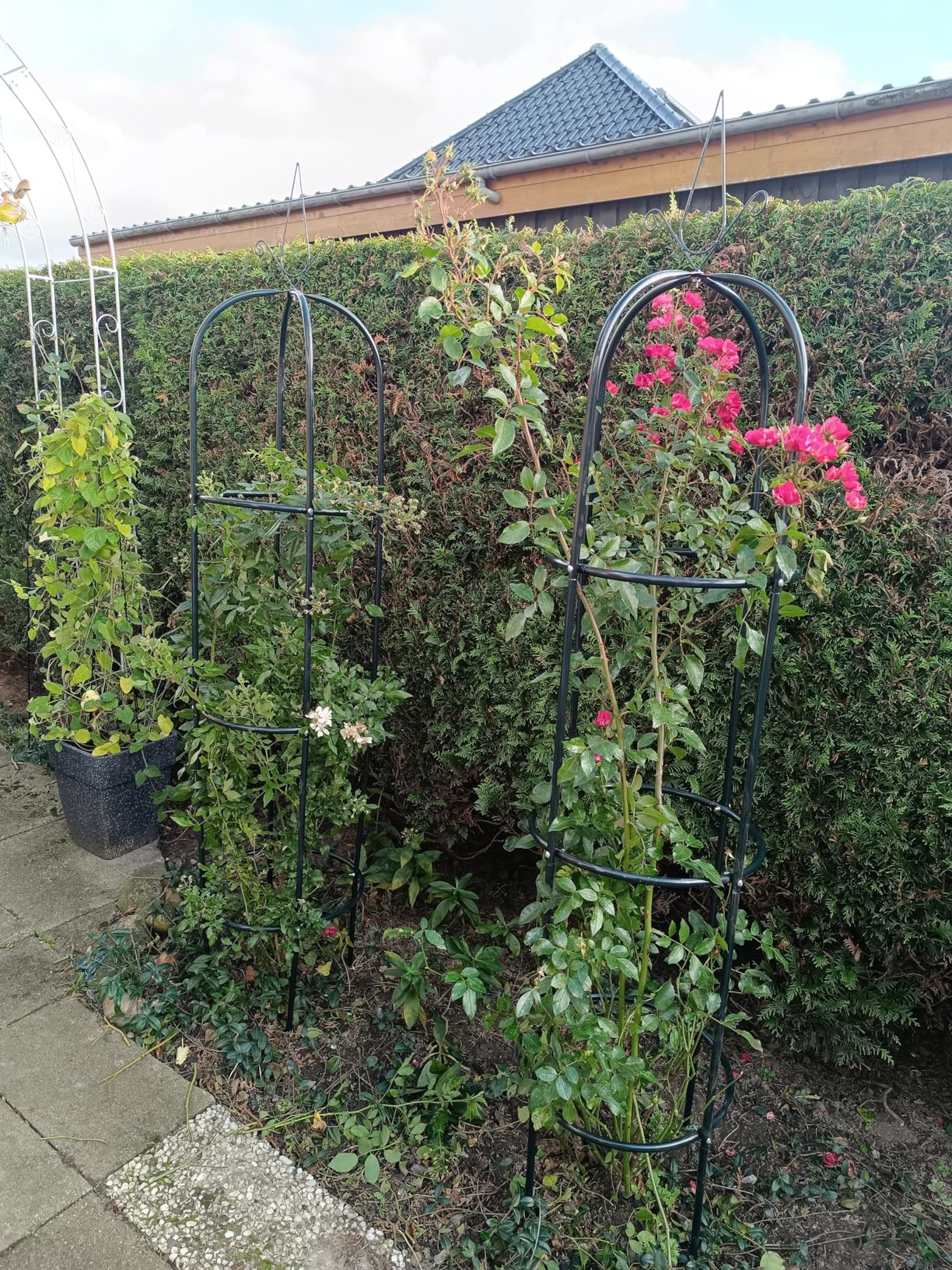 vidaXL Garten-Ranktürme 2 Stk Dunkelgrün 190 cm Eisen