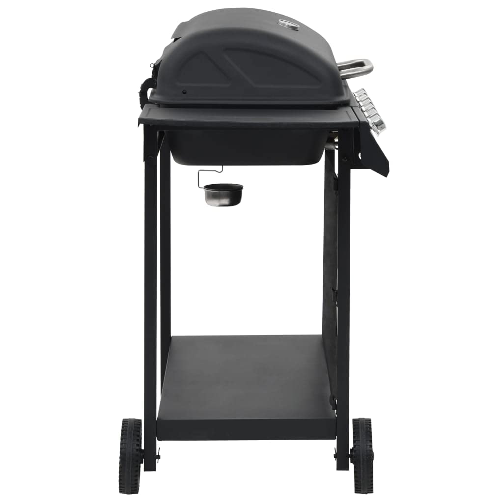 vidaXL Gasgrill 6 Flammen Stahl schwarz mit Thermometer