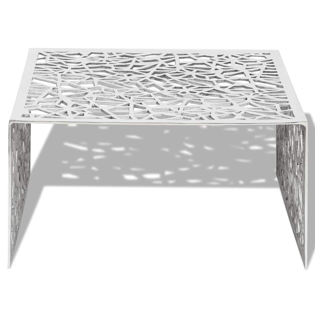 vidaXL Möbel Couchtisch Aluminium silbern 69x69x35 cm Lochmuster