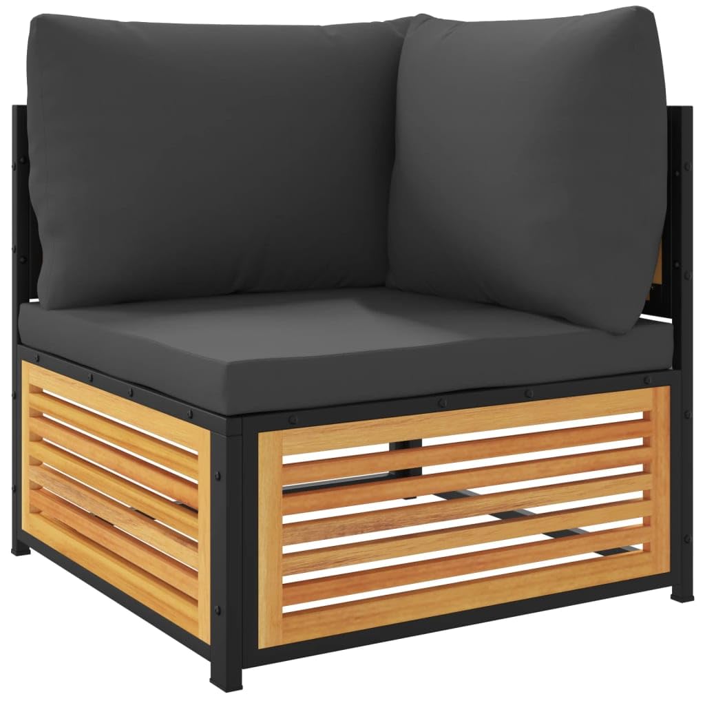 vidaXL Garten-Ecksofa Anthrazit Akazie mit Kissen modular