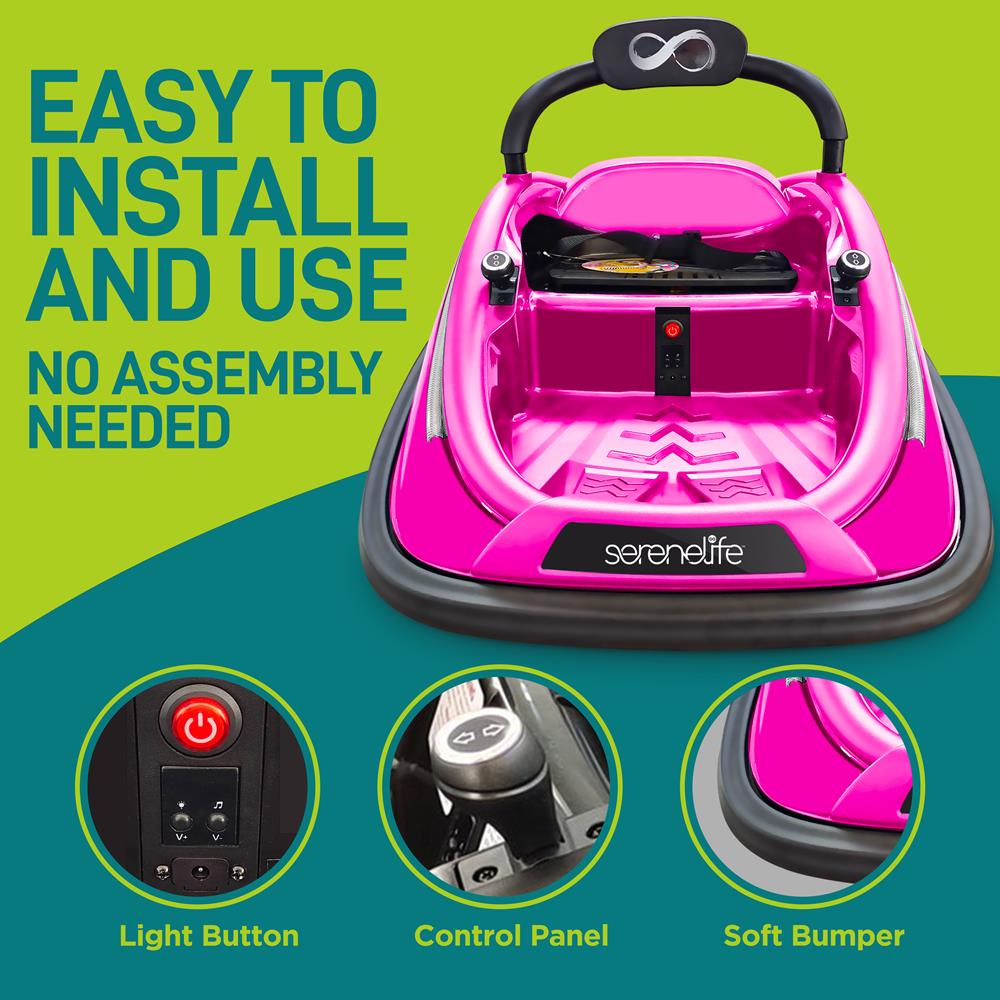 Serenelife Bumper Car Kinder Autoscooter Pink mit LED
