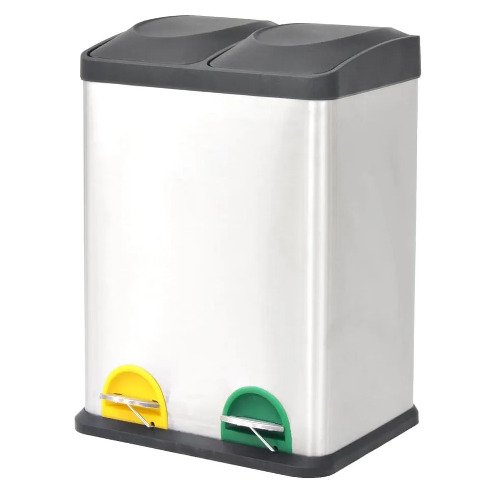 vidaXL Treteimer Edelstahl 36L 2x18L Mülltrennung matt