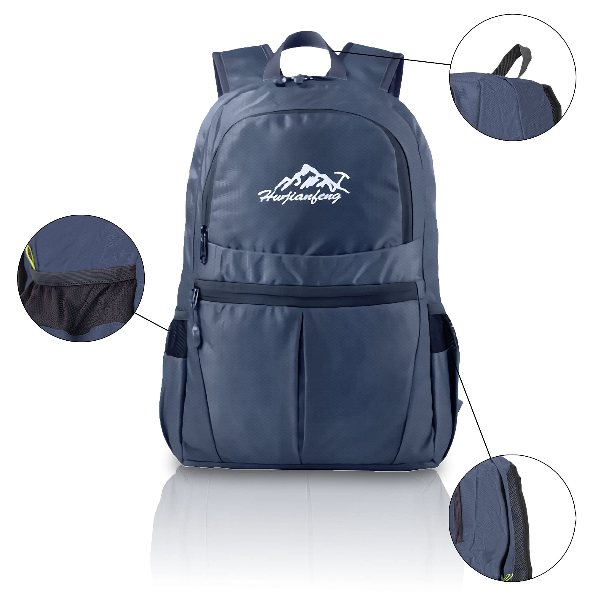 Intirilife Rucksack faltbar 36L Daypack dunkelblau ultraleicht