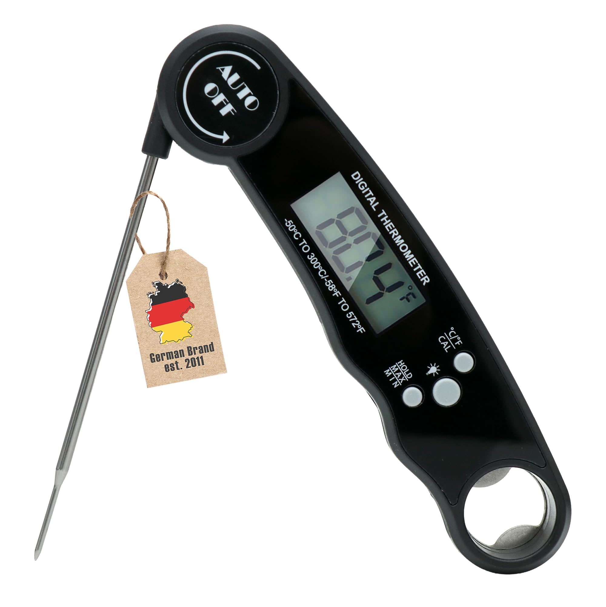 Intirilife Küche Küchenthermometer Schwarz Digital Faltbar