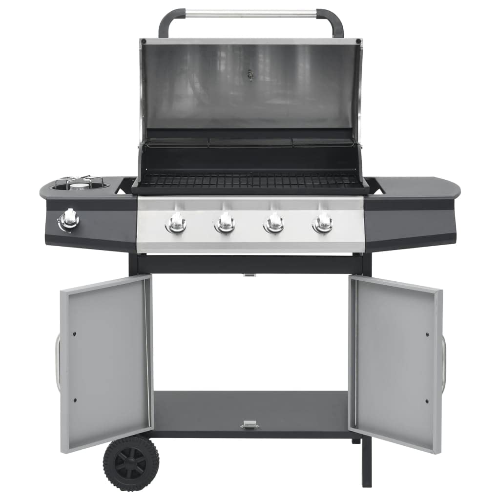 vidaXL Gasgrill 4+1 Flammen Grill Schwarz Edelstahl