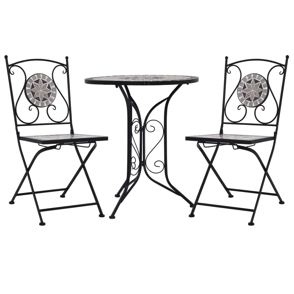 vidaXL Heim & Garten Bistro-Set 3-tlg Mosaik Grau Keramik