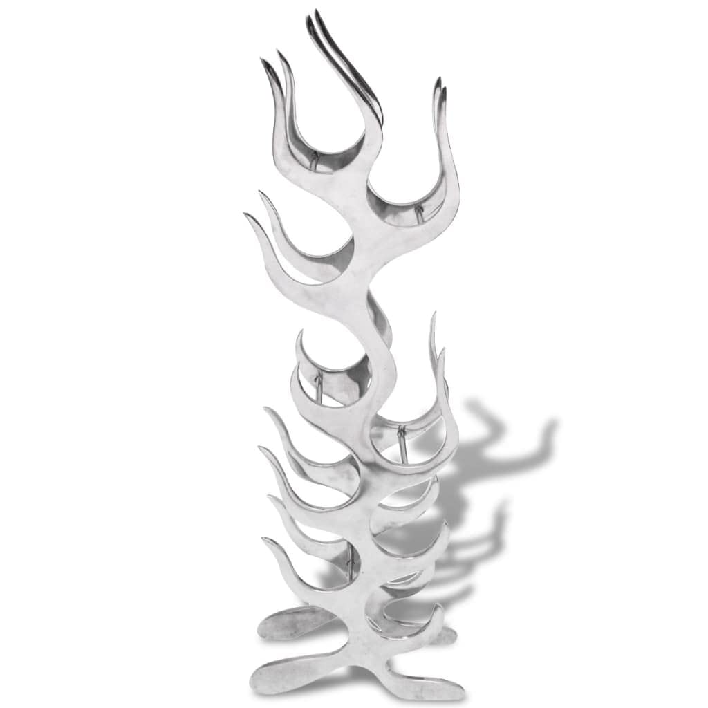 vidaXL Möbel Weinregal Flammenform Silber 9 Flaschen