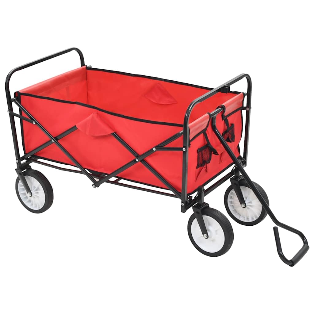 vidaXL Heim & Garten Handwagen klappbar Rot Stahl 75 kg