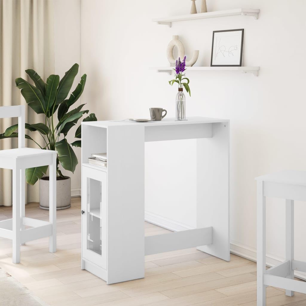 vidaXL Bartisch Weiß 101x40x103,5 cm Holzwerkstoff mit Regal