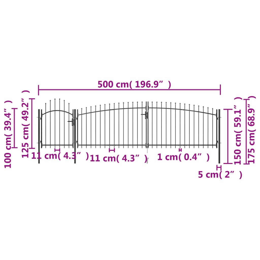 vidaXL Heim & Garten Gartentor Woerden Stahl Schwarz 5x1,75 m