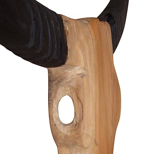 vidaXL Heim & Garten Stierkopf Skulptur Teak Deko 69x6x60cm
