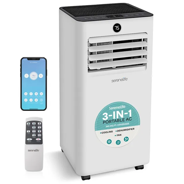 Serenelife Portable AC Klimagerät 10000 BTU Grau WiFi mobil