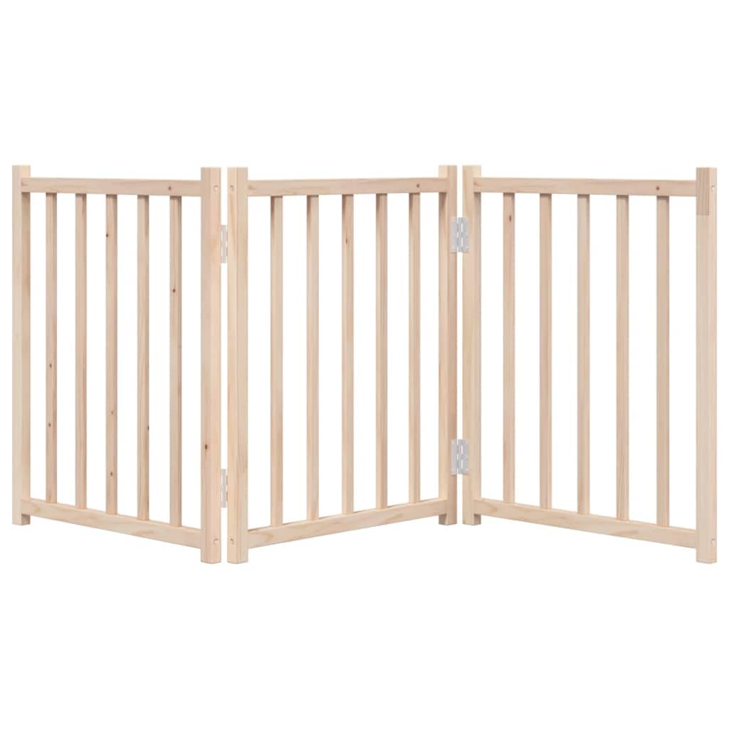 vidaXL Hundetor 3-tlg Faltbar Braun 150cm Tanne Massivholz