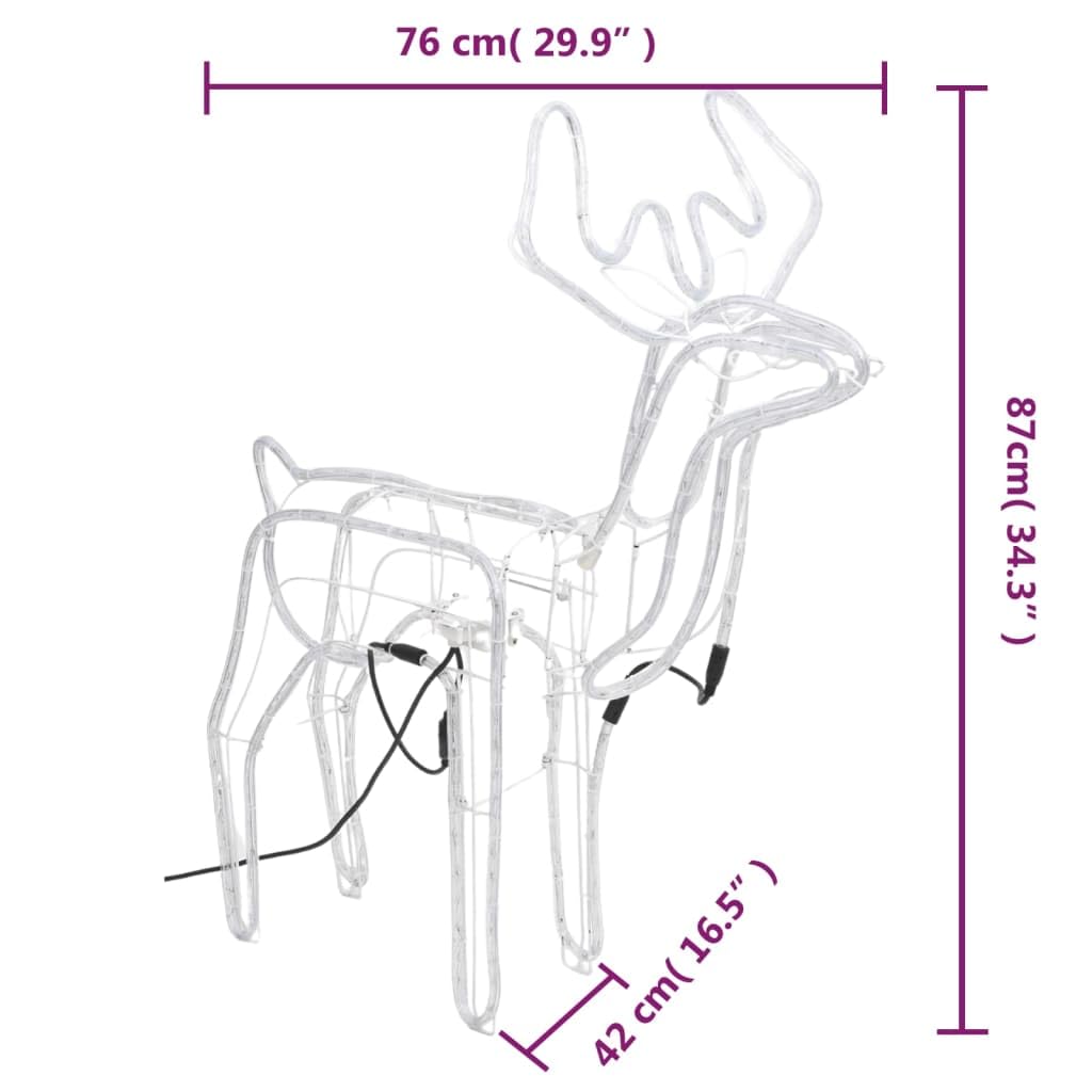 vidaXL Heim & Garten Rentier Leuchtfigur bewegender Kopf kaltweiß 2Stk
