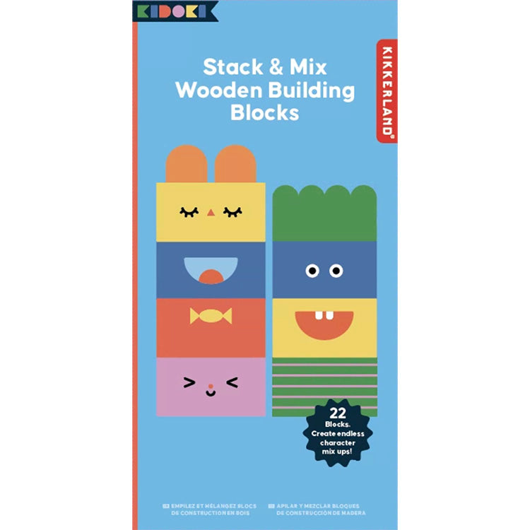 Kikkerland Kidoki Stapel Holzbausteine Figuren bauen FSC