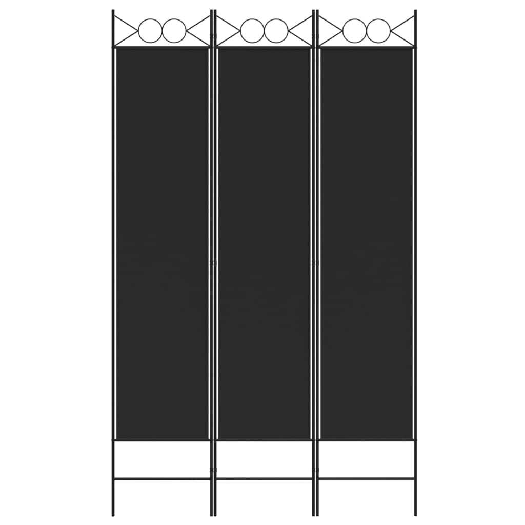 vidaXL Paravent 3-tlg. Raumtrenner 120x200 cm Schwarz Stoff