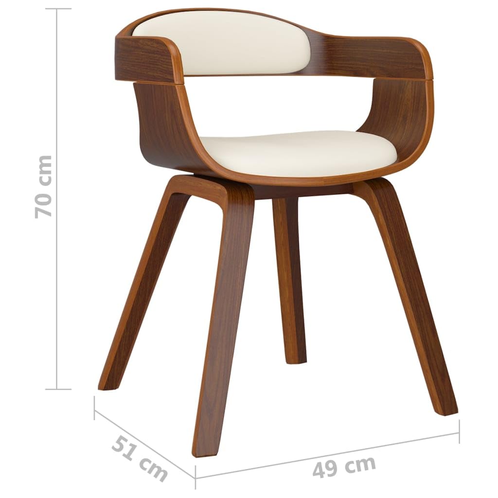 vidaXL Möbel Esszimmerstuhl Bugholz Kunstleder Creme 49x51x70cm