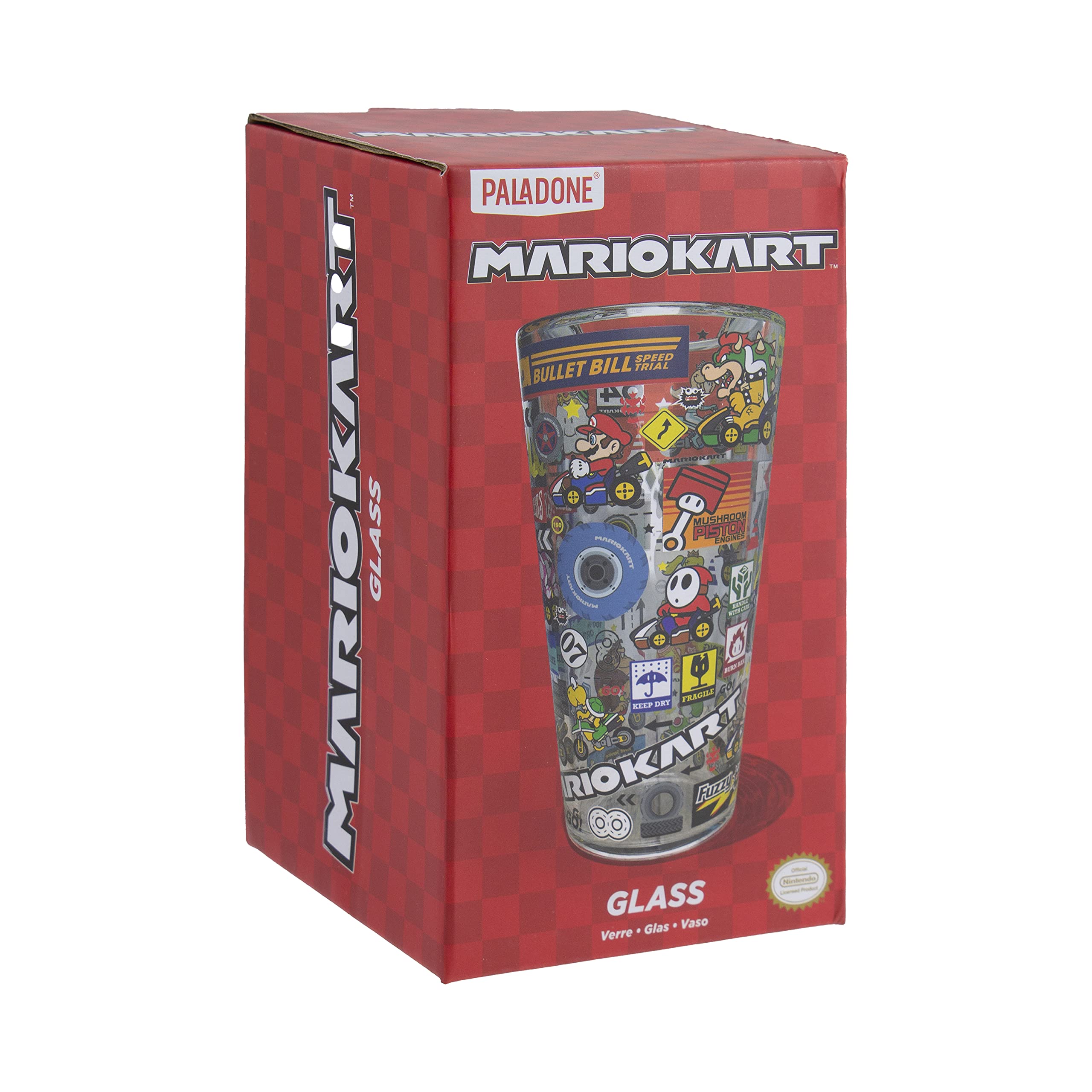 Paladone Mario Kart Glas Trinkglas farbiges Sammlerglas