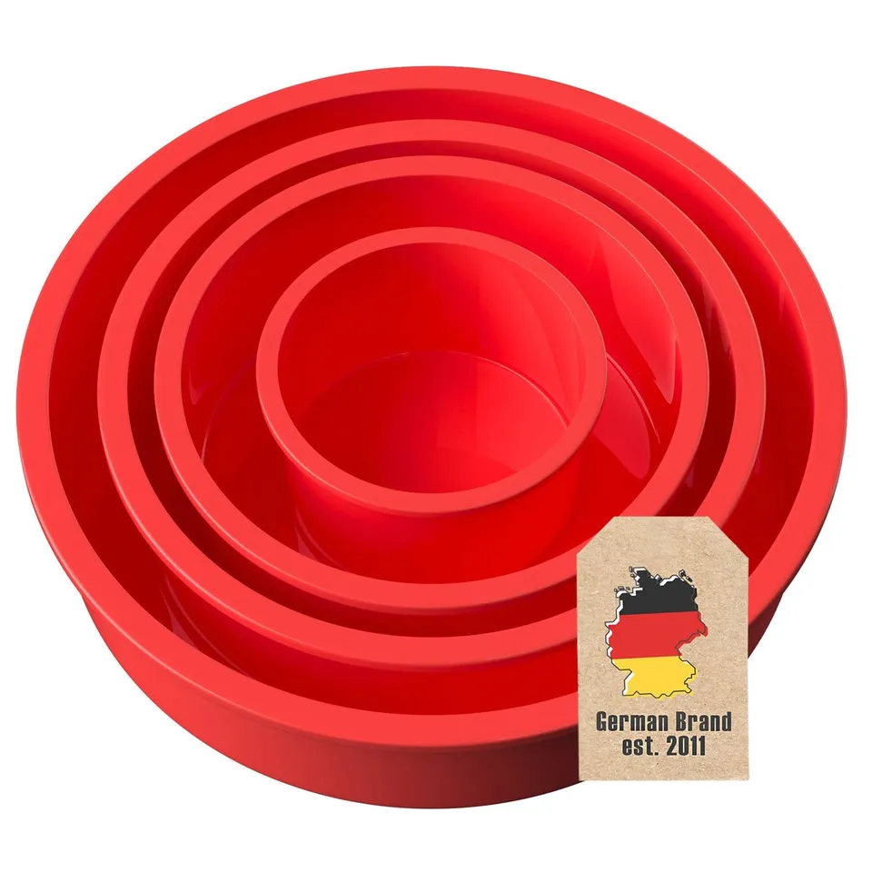 Intirilife Küche Backformen Silikon Rot 4er Set rund