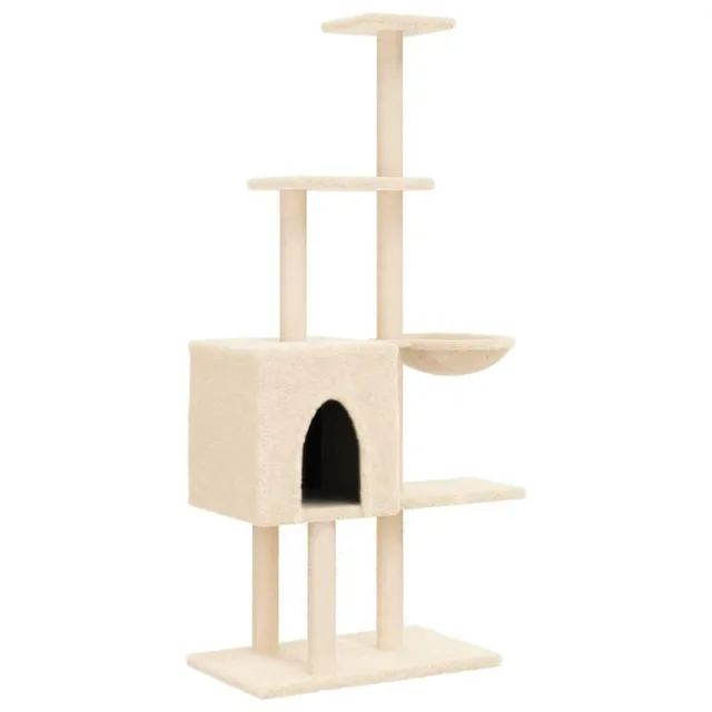vidaXL Kratzbaum 145 cm Katzenbaum Creme Sisal Plüsch