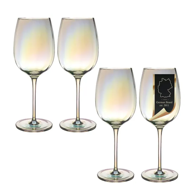 Intirilife Weingläser 4er Set Regenbogen 440 ml Kristall