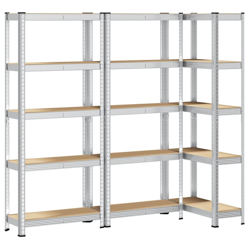 vidaXL Lagerregal 5 Böden Schwerlastregal Silber 3er-Set