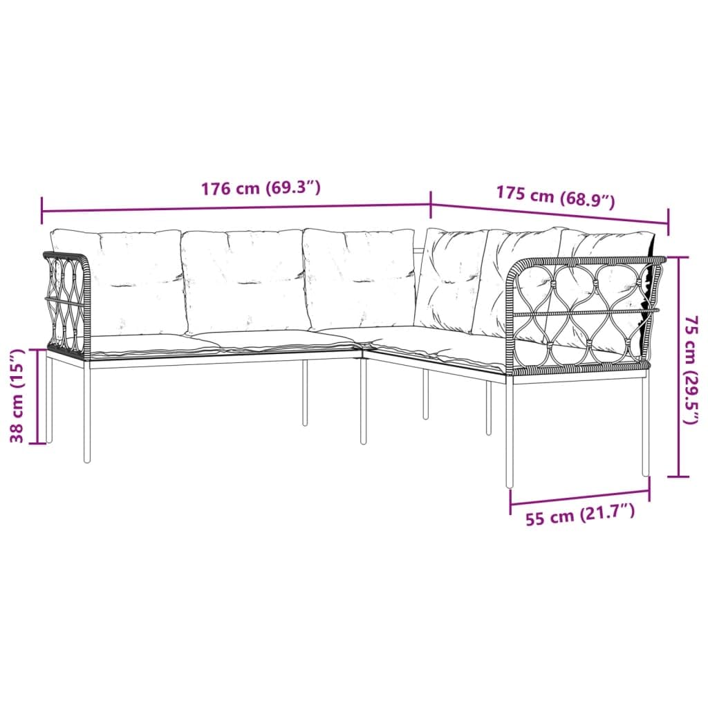 vidaXL Heim & Garten Gartensofa L-Form weiß Textilene mit Kissen
