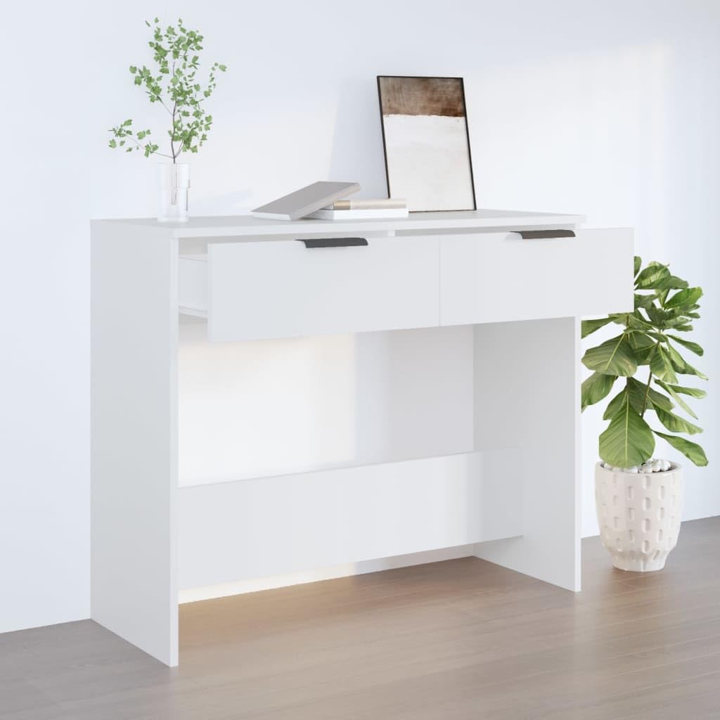 vidaXL Konsolentisch weiß 90x36x75 2 Schubladen Holz