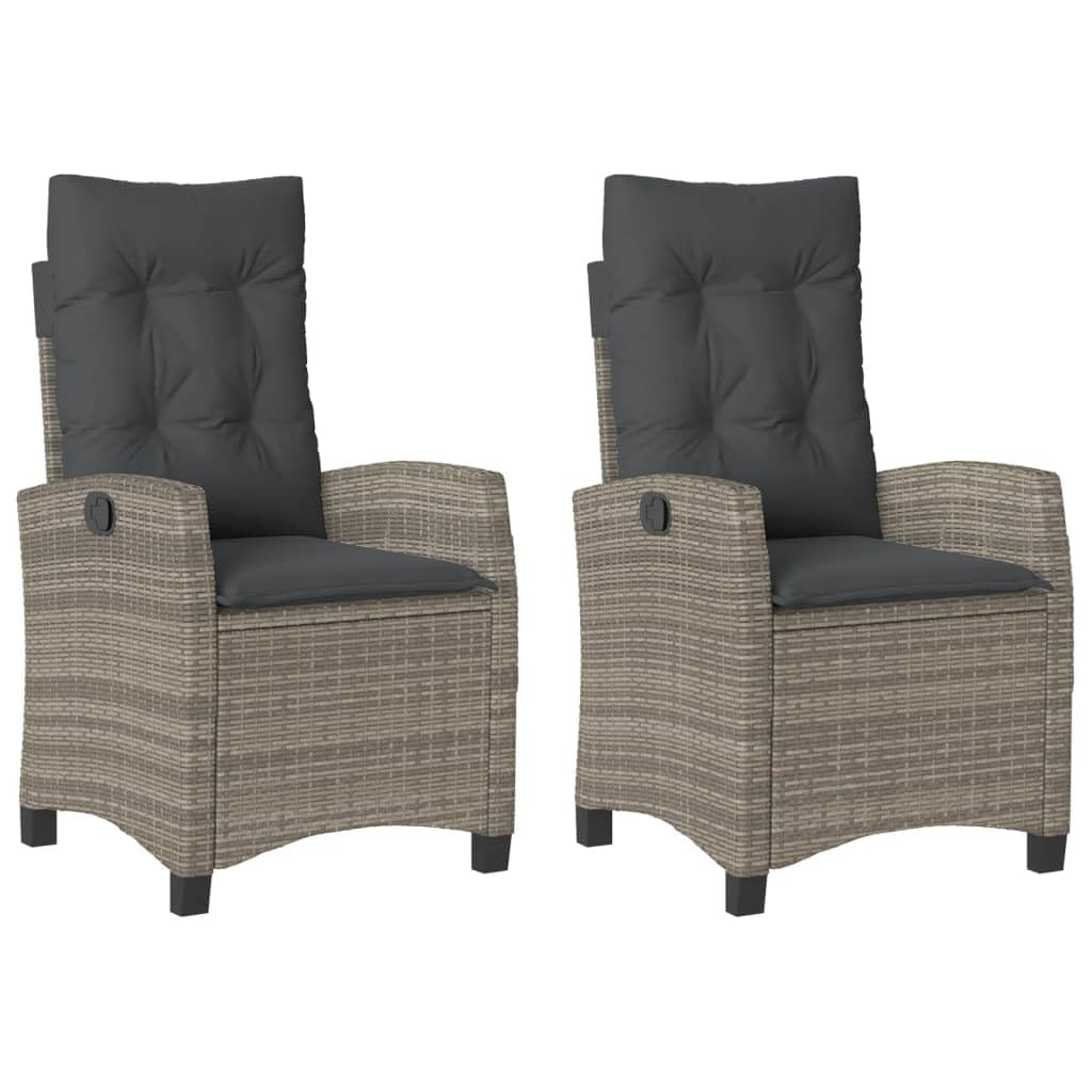 vidaXL Heim & Garten Gartensessel Grau verstellbar 2 Stk. Rattan