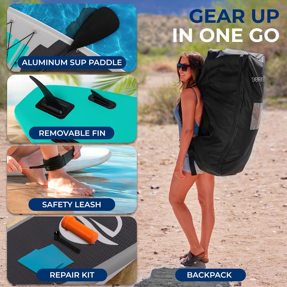Serenelife SUP Board aufblasbar 320cm Teal mit Paddel