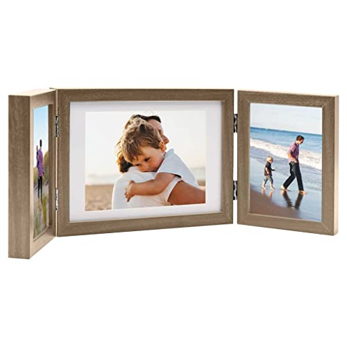 vidaXL Bilderrahmen Triptychon hellbraun 22x15 cm
