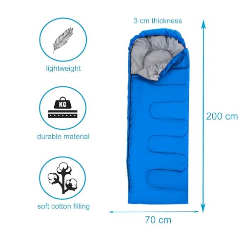 Intirilife Schlafsack Blau 200x70 cm Polyester 15-20 Grad mit Tasche