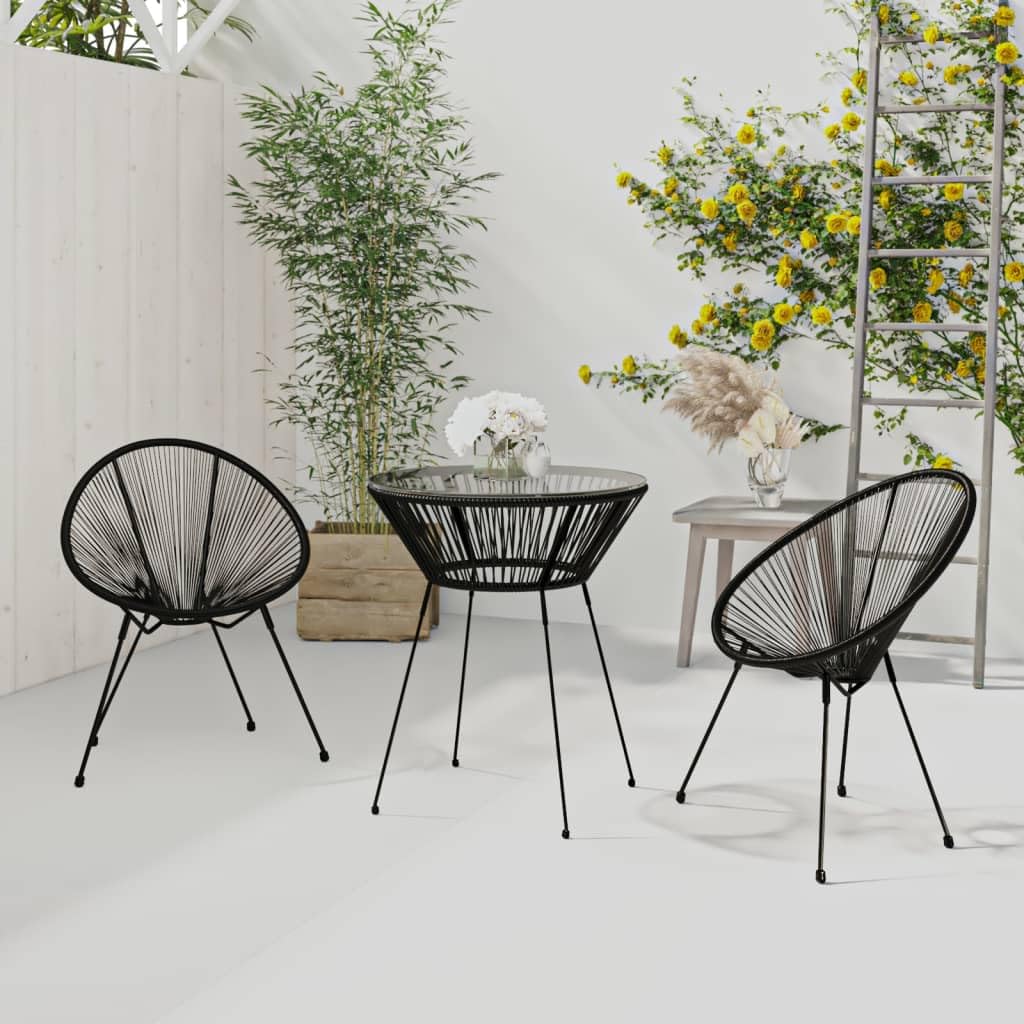 vidaXL Garten-Essgruppe Schwarz 2-tlg Rattan-Optik Set