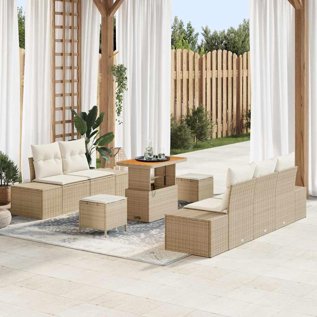 vidaXL Heim & Garten Gartensofa-Set 8-tlg Beige 239x62