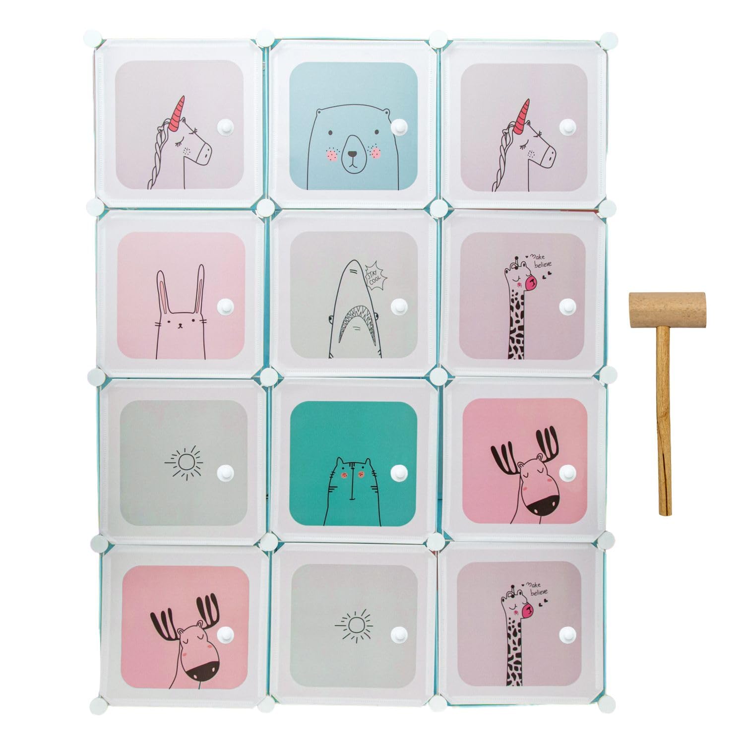 Intirilife Kleiderschrank Steckregal Kinder Rosa 12 Türen