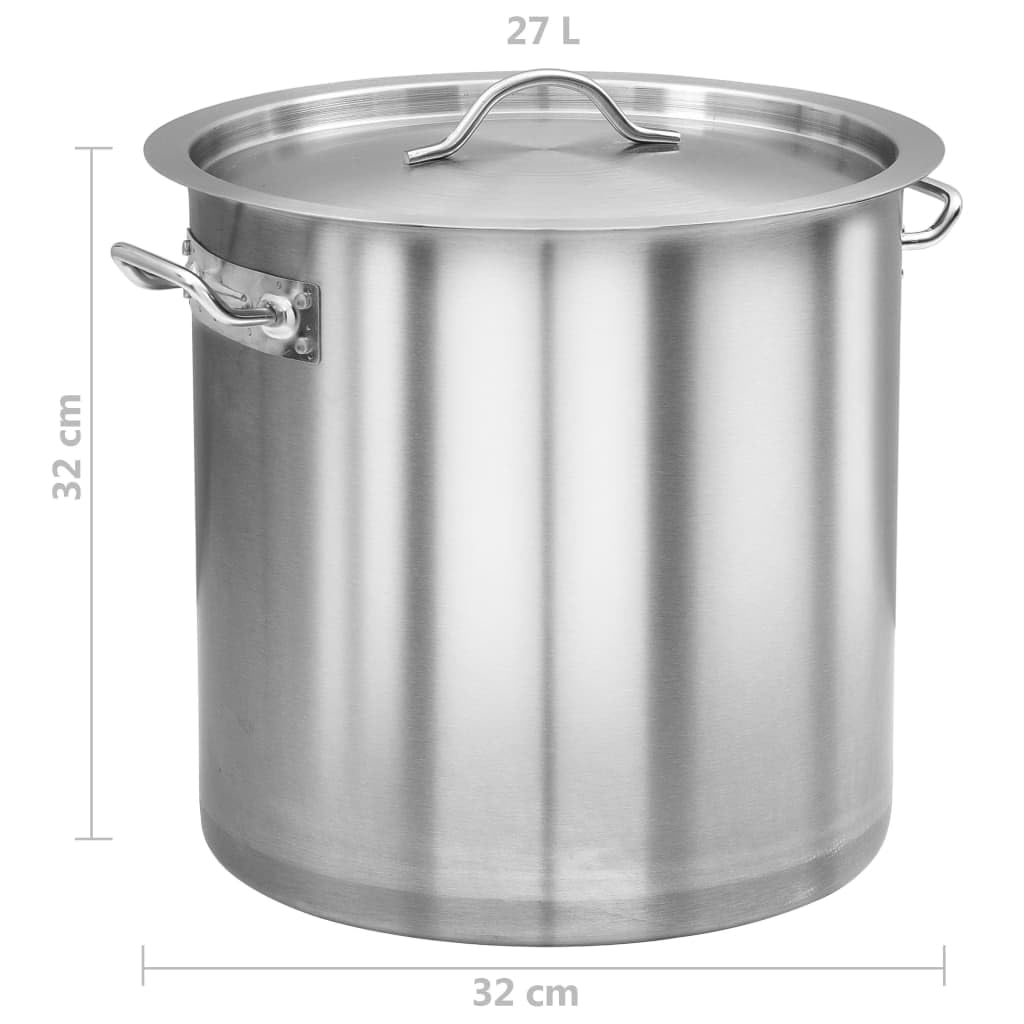 vidaXL Suppentopf 26 L Kochtopf Edelstahl 32x32 cm Induktion