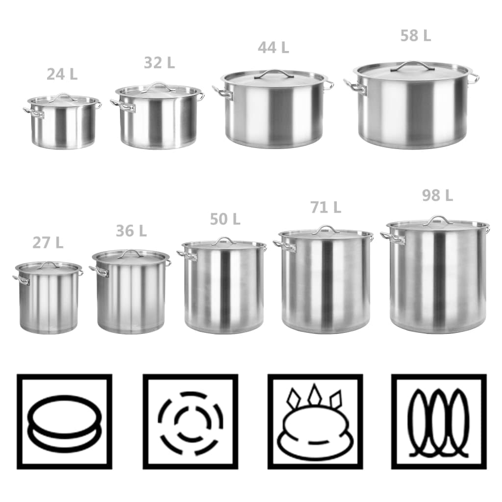 vidaXL Suppentopf 26 L Kochtopf Edelstahl 32x32 cm Induktion