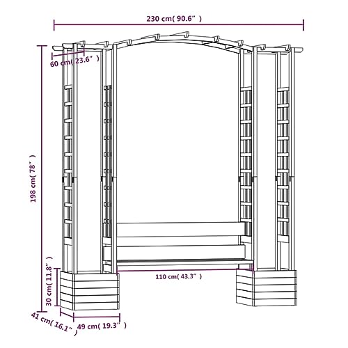 vidaXL Garten Pergola mit Bank Kiefernholz Rankgitter