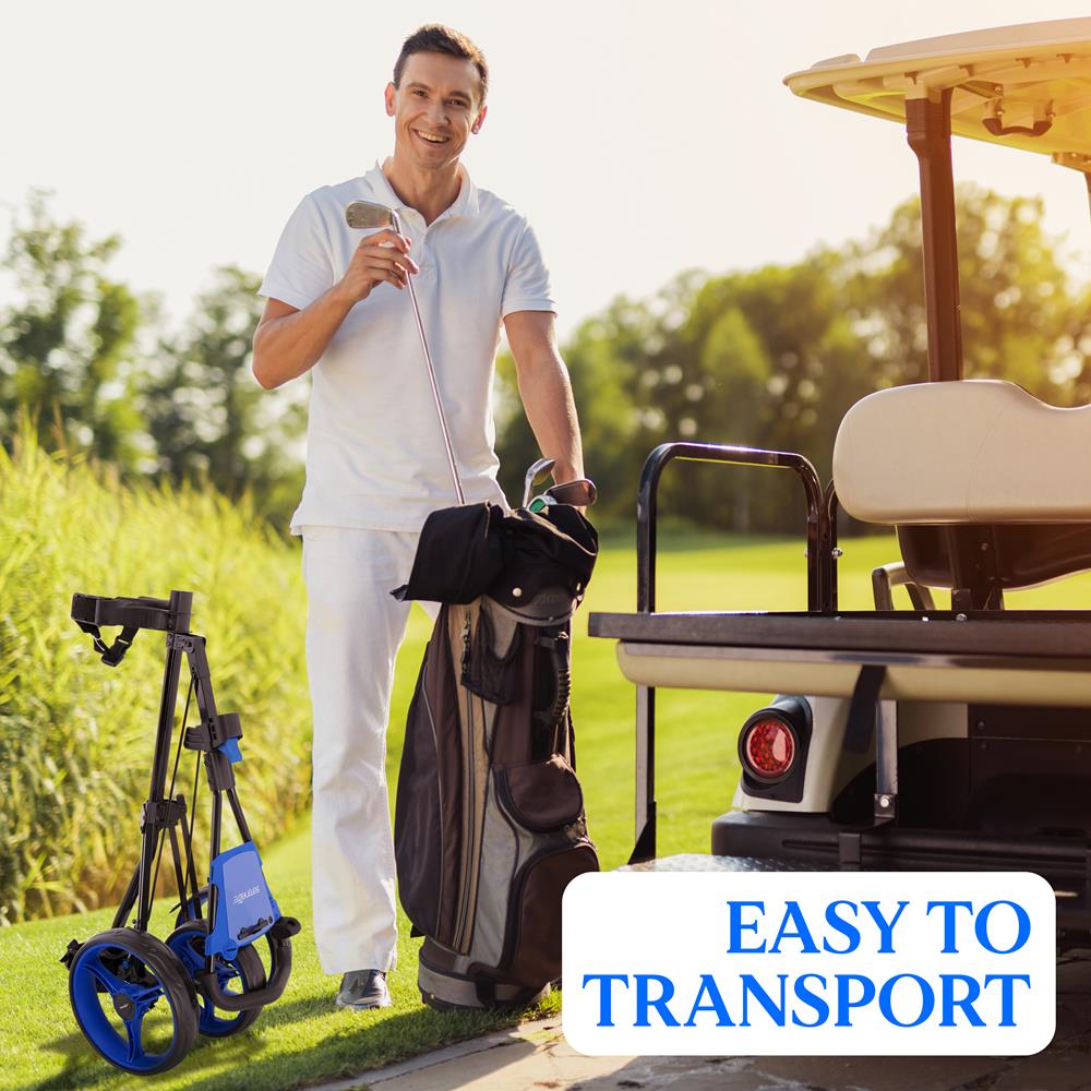 Serenelife Golf Trolley 3 Räder klappbar Stahl mit Bremse