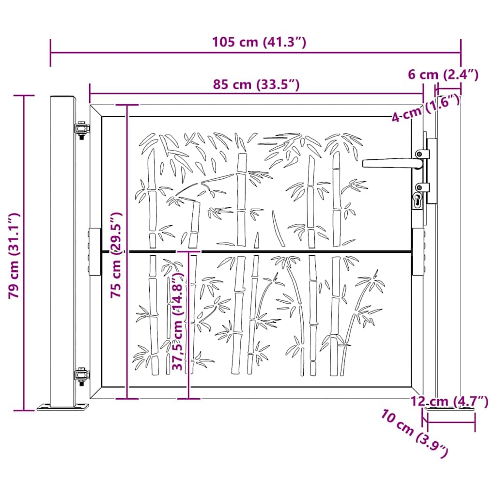 vidaXL Gartentor 100x75 cm Cortenstahl Bambus-Design Tor