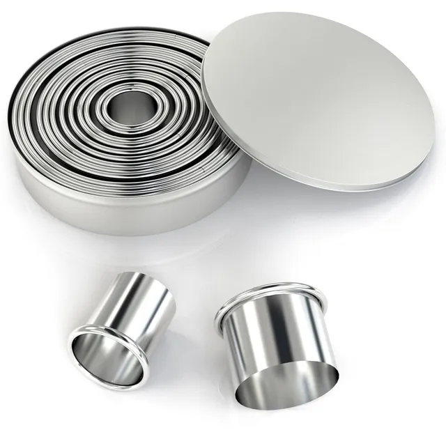 Intirilife Ausstechformen Set 12-tlg Rund Edelstahl Silber