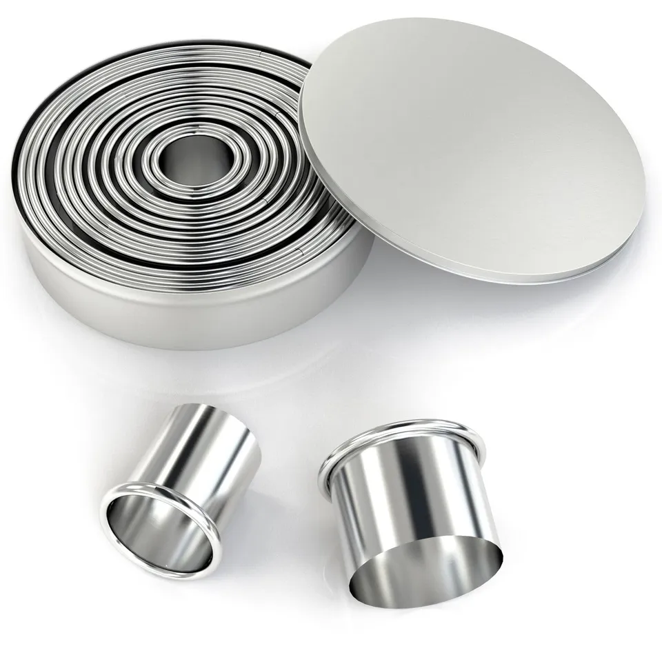 Intirilife Ausstechformen Set 12-tlg Rund Edelstahl Silber