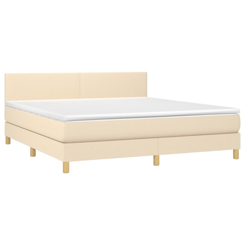 vidaXL Boxspringbett Creme 160x200 cm Stoff mit Matratze